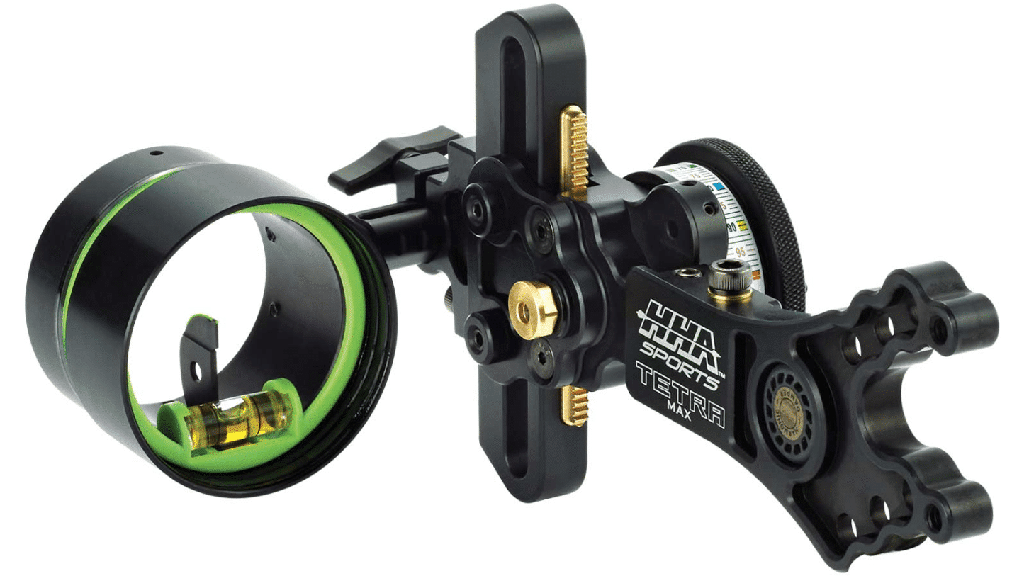 Multi-pin compound bow sight with green fiber optics