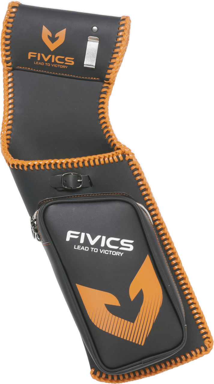 Orange and black archery hip quiver