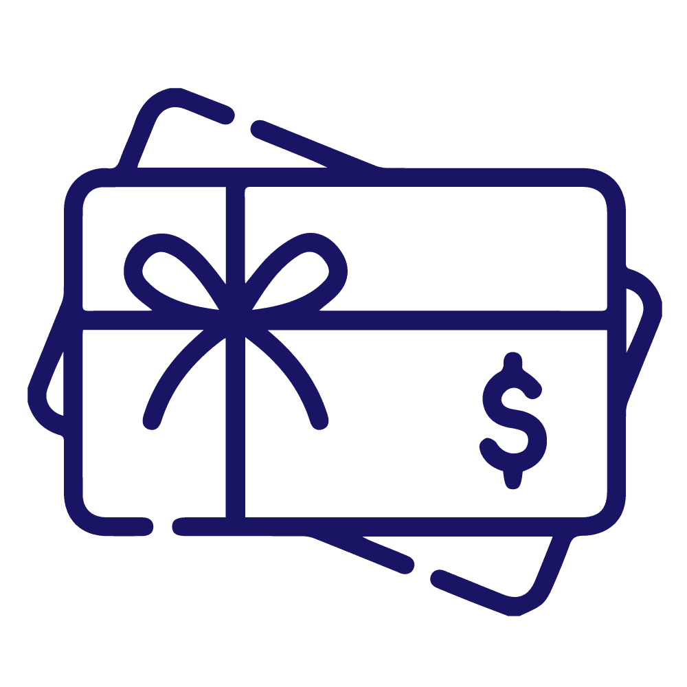 Gift card icon with a dollar sign