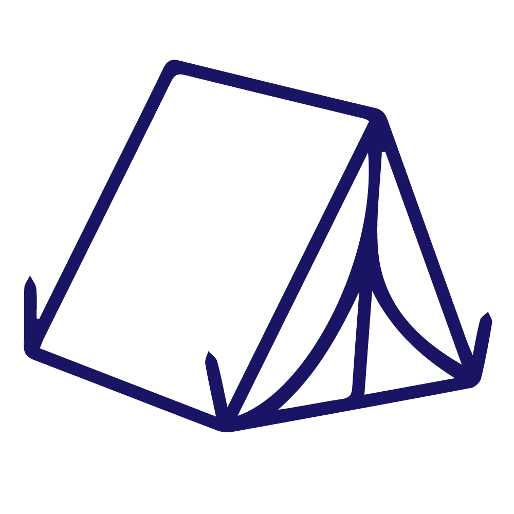 Line art icon of a camping tent
